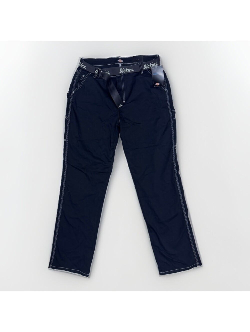 (RFB1) Dickies Black Contrast Stitch Relaxed Fit Utility Pants Size 32R w/Belt